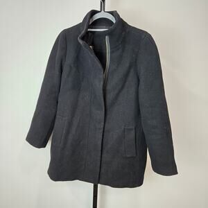 J. Crew City Coat Wool Black Old Money Preppy Petite 12 Minimalist‎ Classic